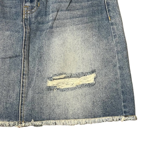 Harper A-Line Distressed Denim Mini Skirt Women Small Raw Hem Medium Wash Cotton - Picture 4 of 8
